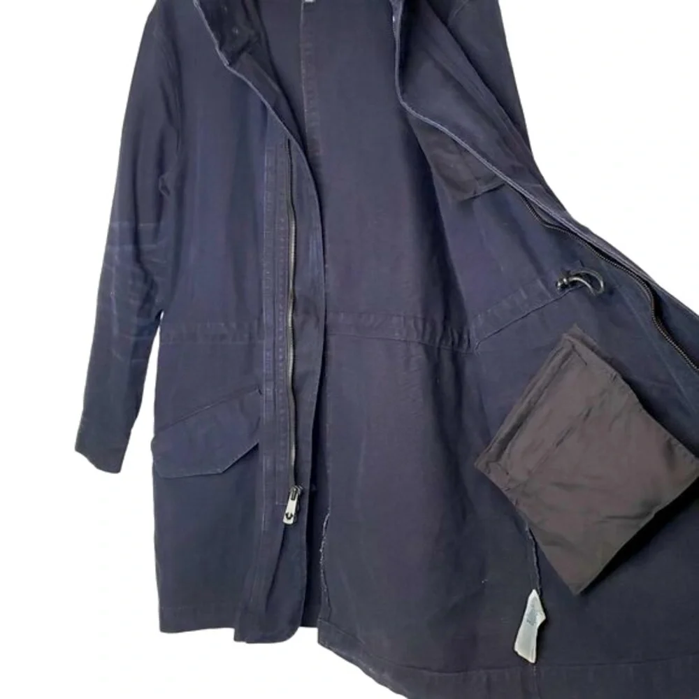 True Religion Canvas Trench Coat Men's Long‎  Weighted Weathered Navy Winter S